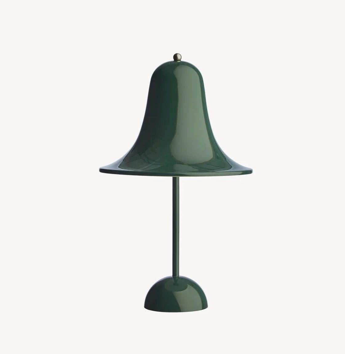 Verner Panton 'Pantop Portable' table lamp in 'Dark Green' for Verpan. Designed in 1980. New, current production.

This is a versatile smaller and wireless version of the 'Pantop' table lamp, usb-chargeable. 

The elegant Pantop line was