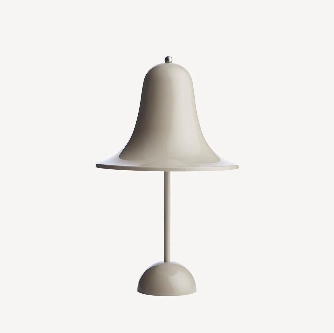 Verner Panton 'Pantop Portable' table lamp in 'Grey Sand' for Verpan. Designed in 1980. New, current production.

This is a versatile smaller and wireless version of the 'Pantop' table lamp, usb-chargeable. 

The elegant Pantop line was designed