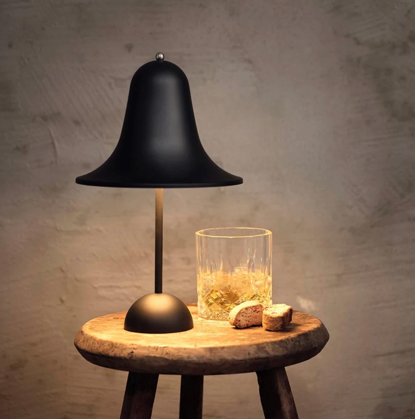Mid-Century Modern Verner Panton 'Pantop Portable' Wireless Table Lamp in 'Matt Black' for Verpan For Sale
