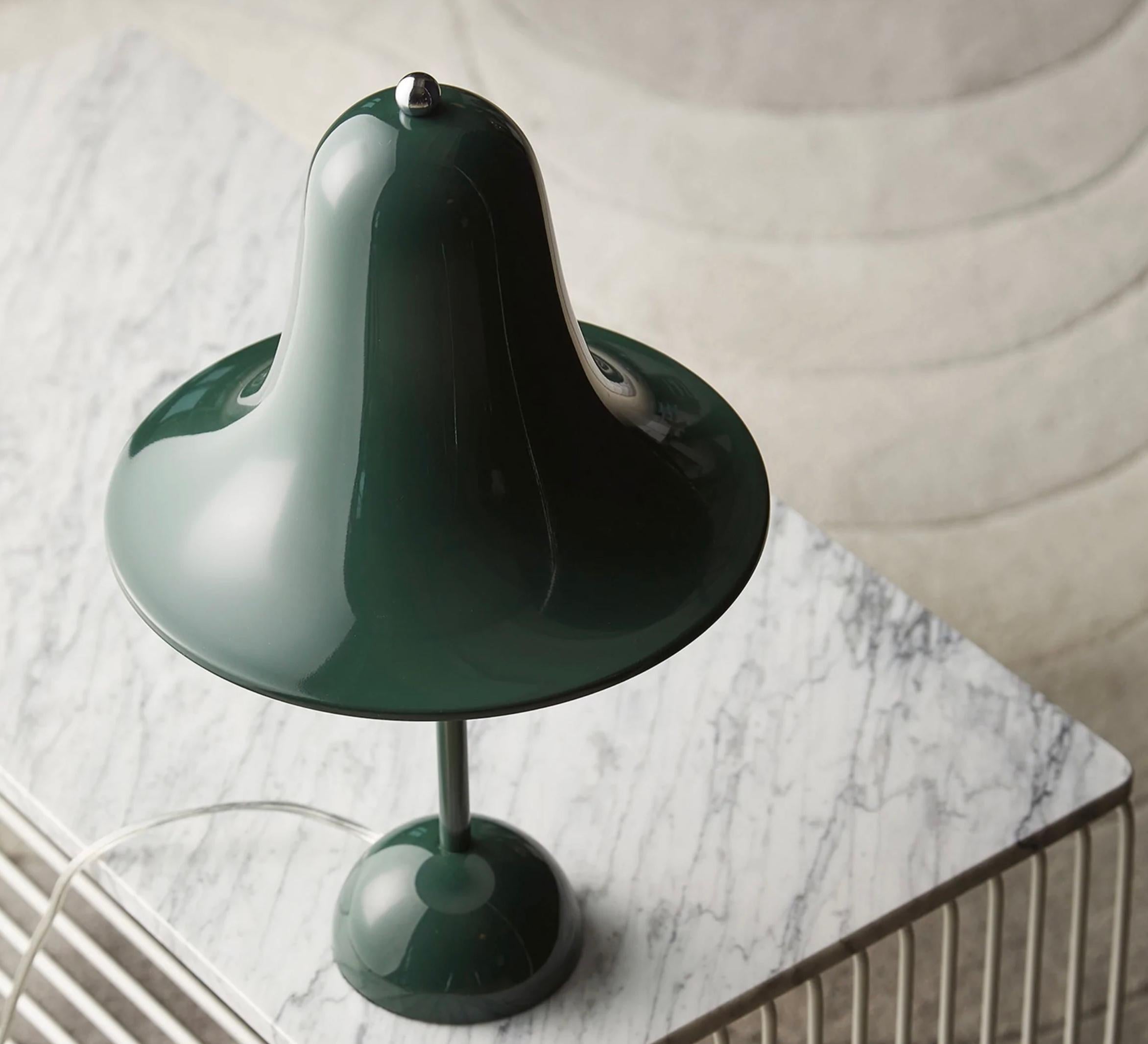 Verner Panton 'Pantop' Table Lamp in 'Dark Green' for Verpan. Designed in 1980. New, current production.

The elegant Pantop line was designed by Verner Panton in 1980, and has for a long time been a staple of the Verpan collection. Pantop is