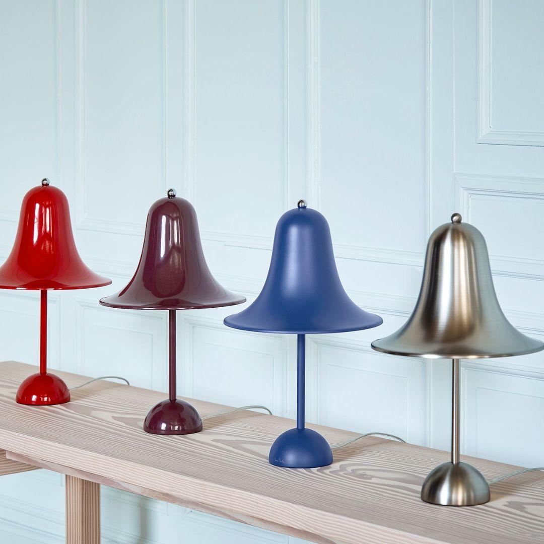 Danish Verner Panton 'Pantop' Table Lamp in Metal and Burgundy for Verpan For Sale