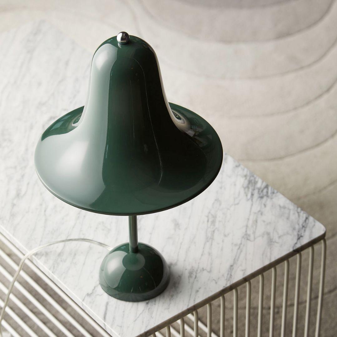 Danish Verner Panton 'Pantop' Table Lamp in Metal and Dark Green for Verpan For Sale
