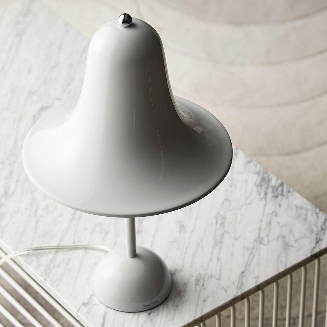 Mid-Century Modern Verner Panton 'Pantop' Table Lamp in Metal and Glossy Mint Grey for Verpan For Sale