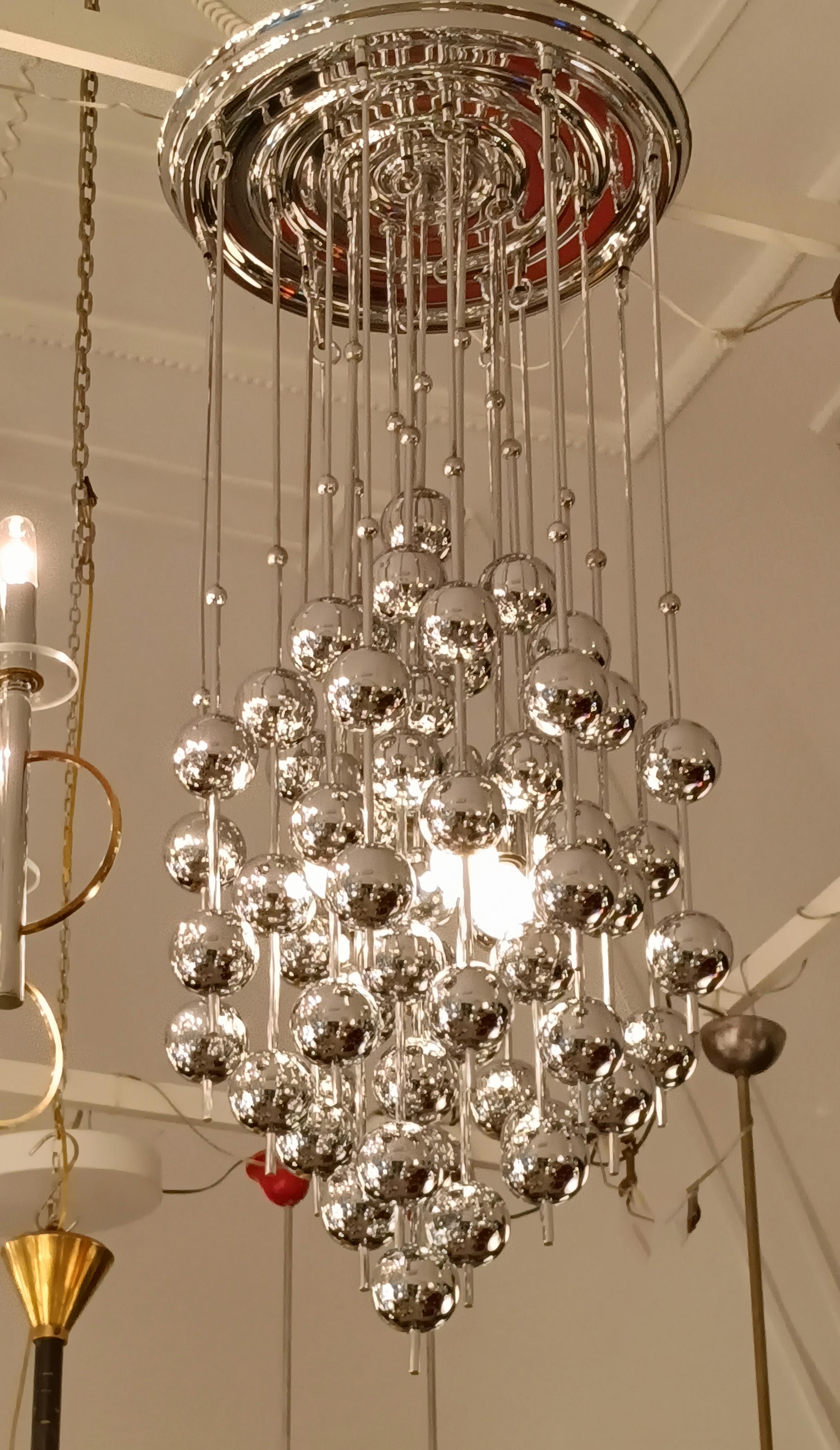 Verner Panton para J.Luber Lámpara 'Ball', Dinamarca Años 70 Acero en venta