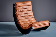 Verner Panton Relaxer II Schaukelstuhl von Rosenthal mit neuer Lederpolsterung