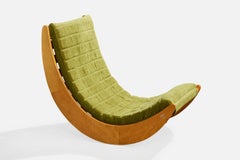 Verner Panton, Rocking Lounge Chair, Wood, Fabric, Germany, 1980s