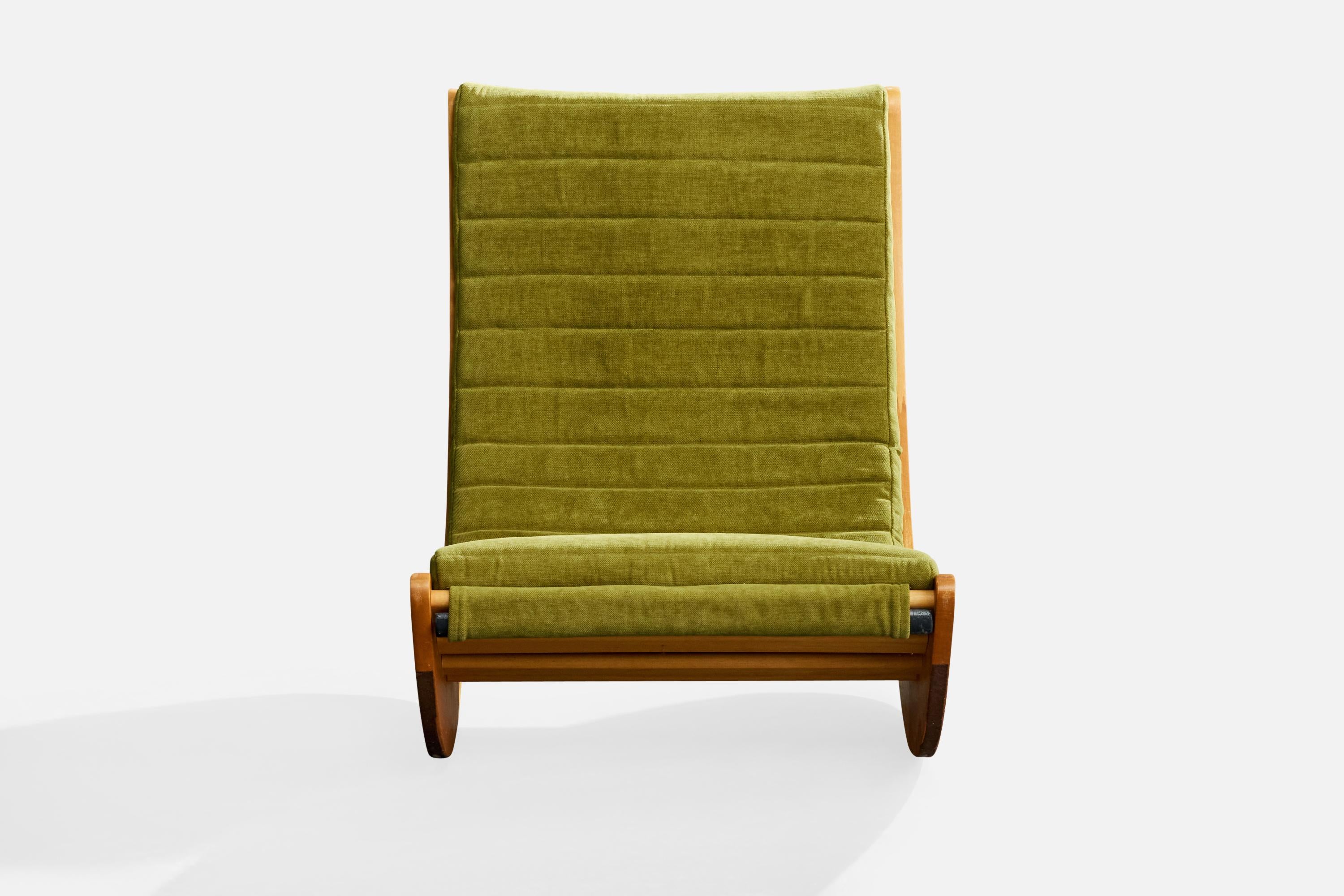 Mid-Century Modern Verner Panton, chaise longue à bascule, Wood, tissu, Allemagne, années 1980 en vente