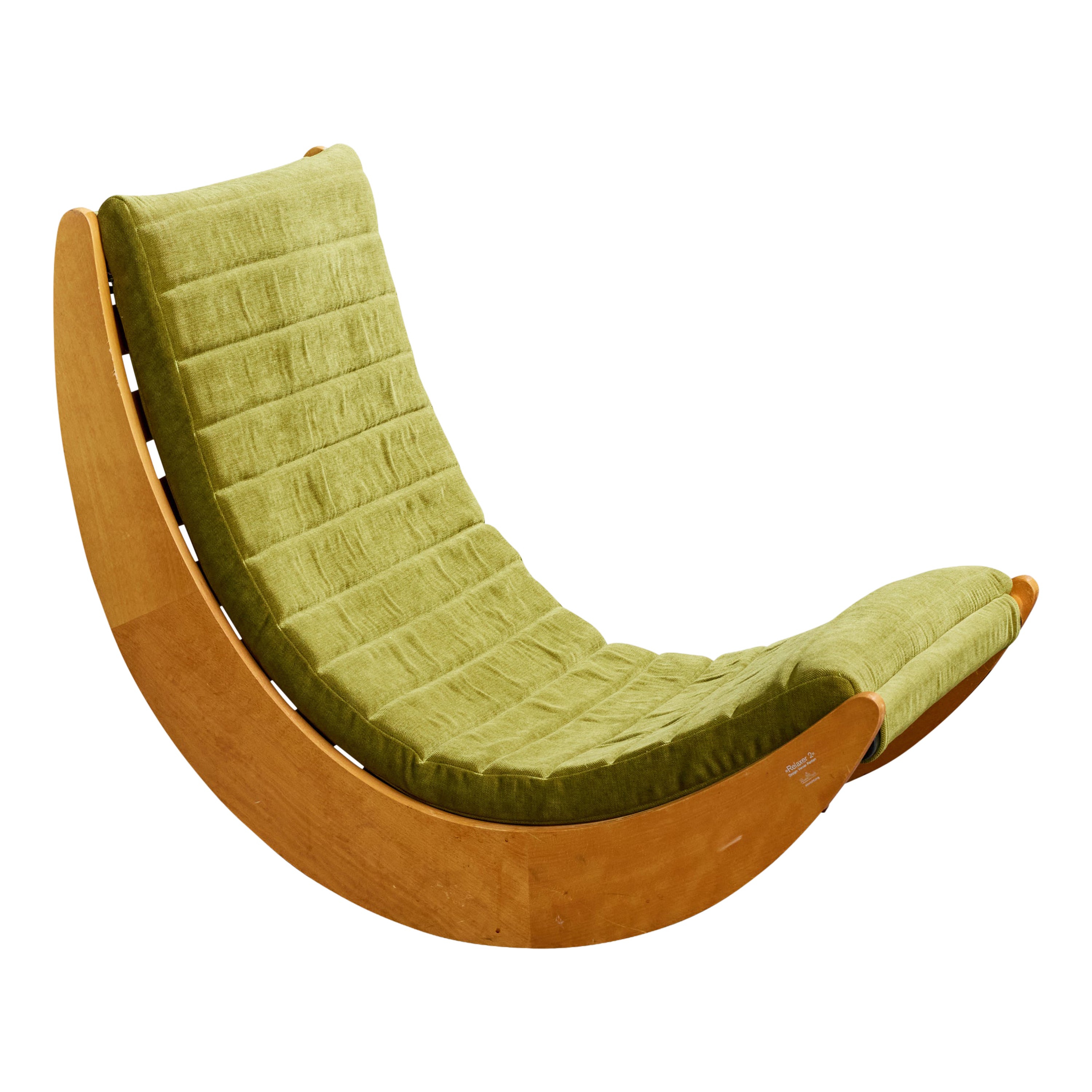 Verner Panton, Rocking Lounge Chair, Wood, Fabric, Germany, 1980s