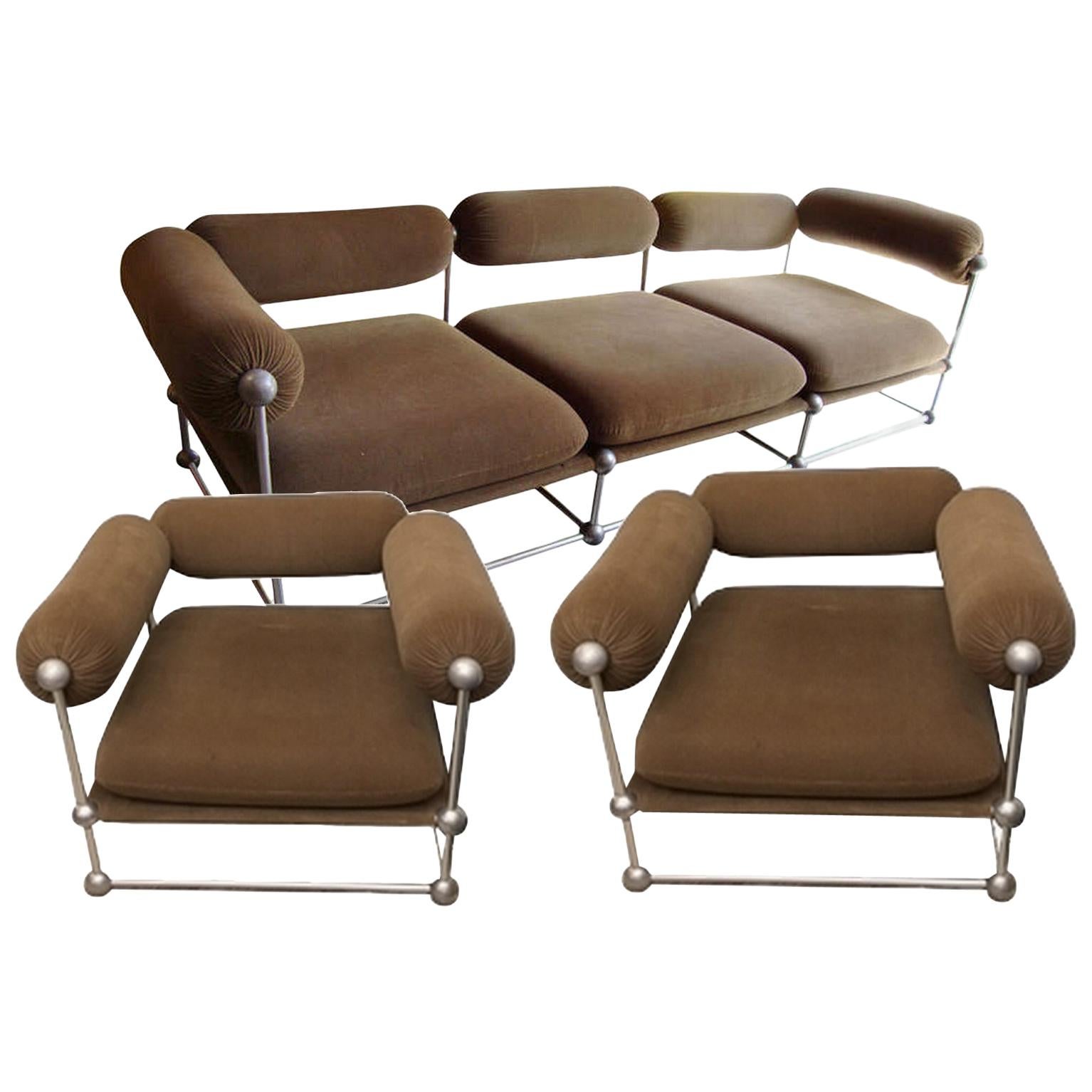 Verner Panton, S 420 Serie Living Room Set of One Canapé and Two Armchairs 