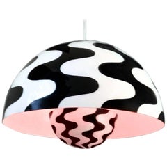 Vintage Verner Panton Scandinavian Modern Black & White Flowerpot Pendant Space Age Mod