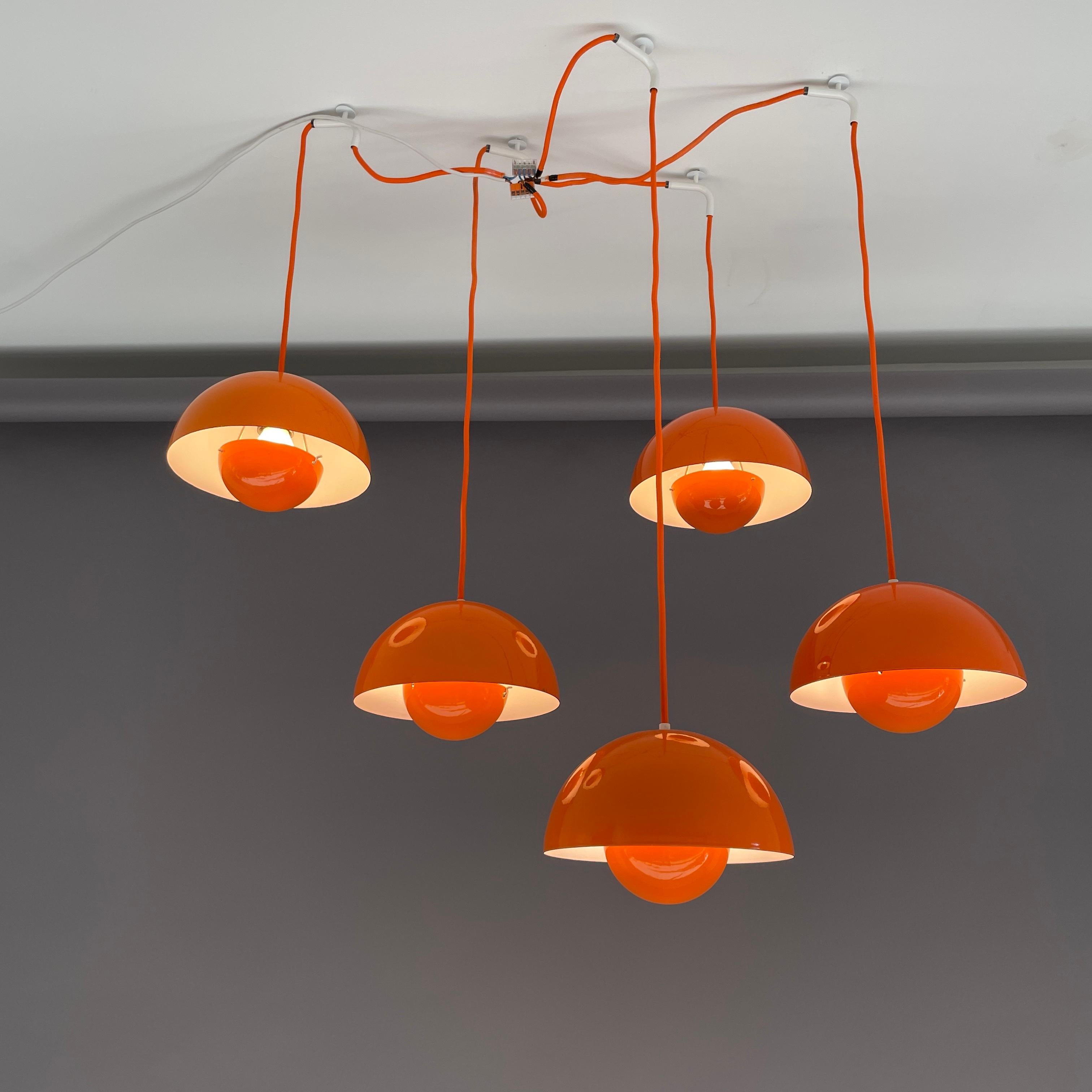 Verner Panton Set Five “Flower Pot” Ceiling Lights Model No. 16562, circa 1968 In Excellent Condition For Sale In London, GB