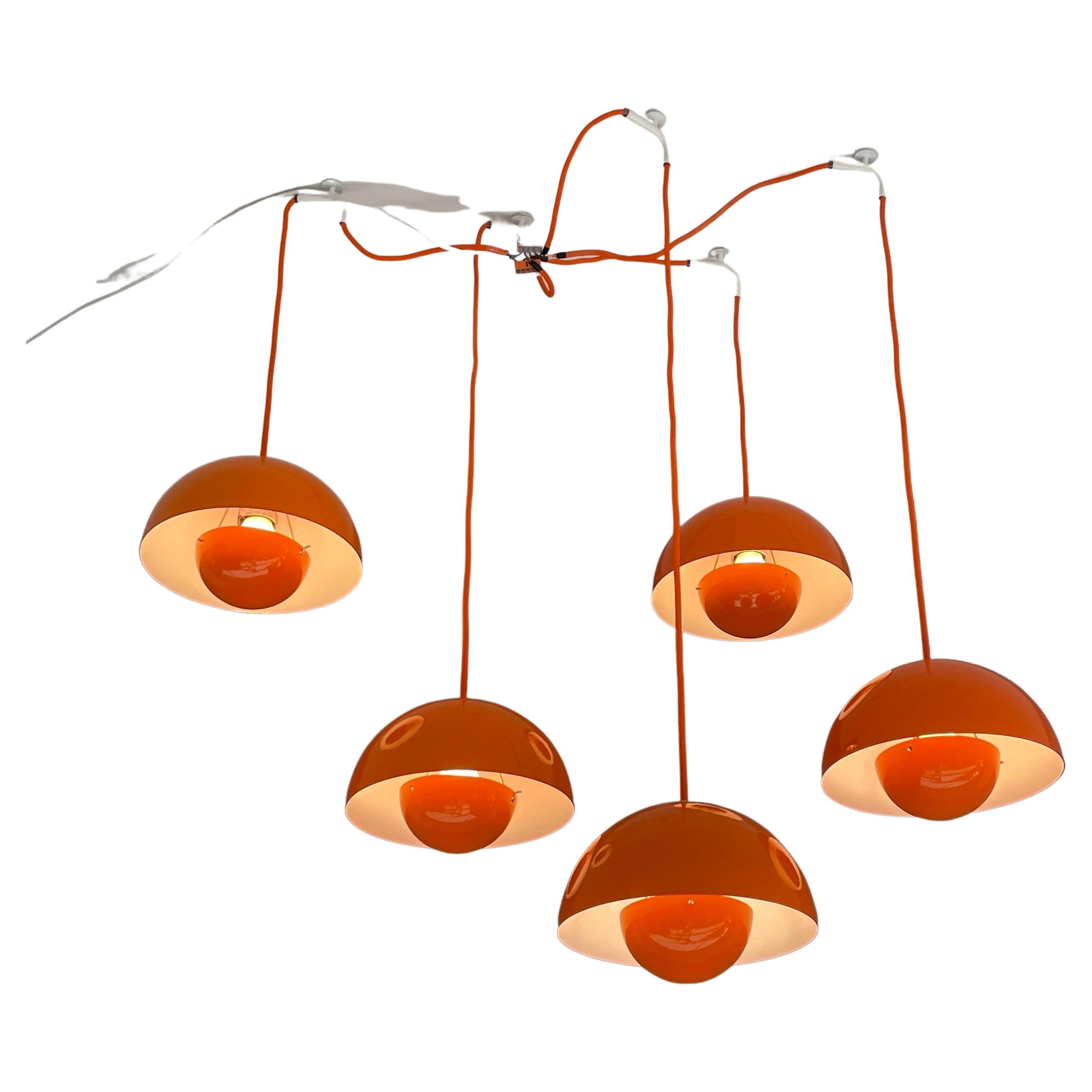 Verner Panton Set Five “Flower Pot” Ceiling Lights Model No. 16562, circa 1968 For Sale