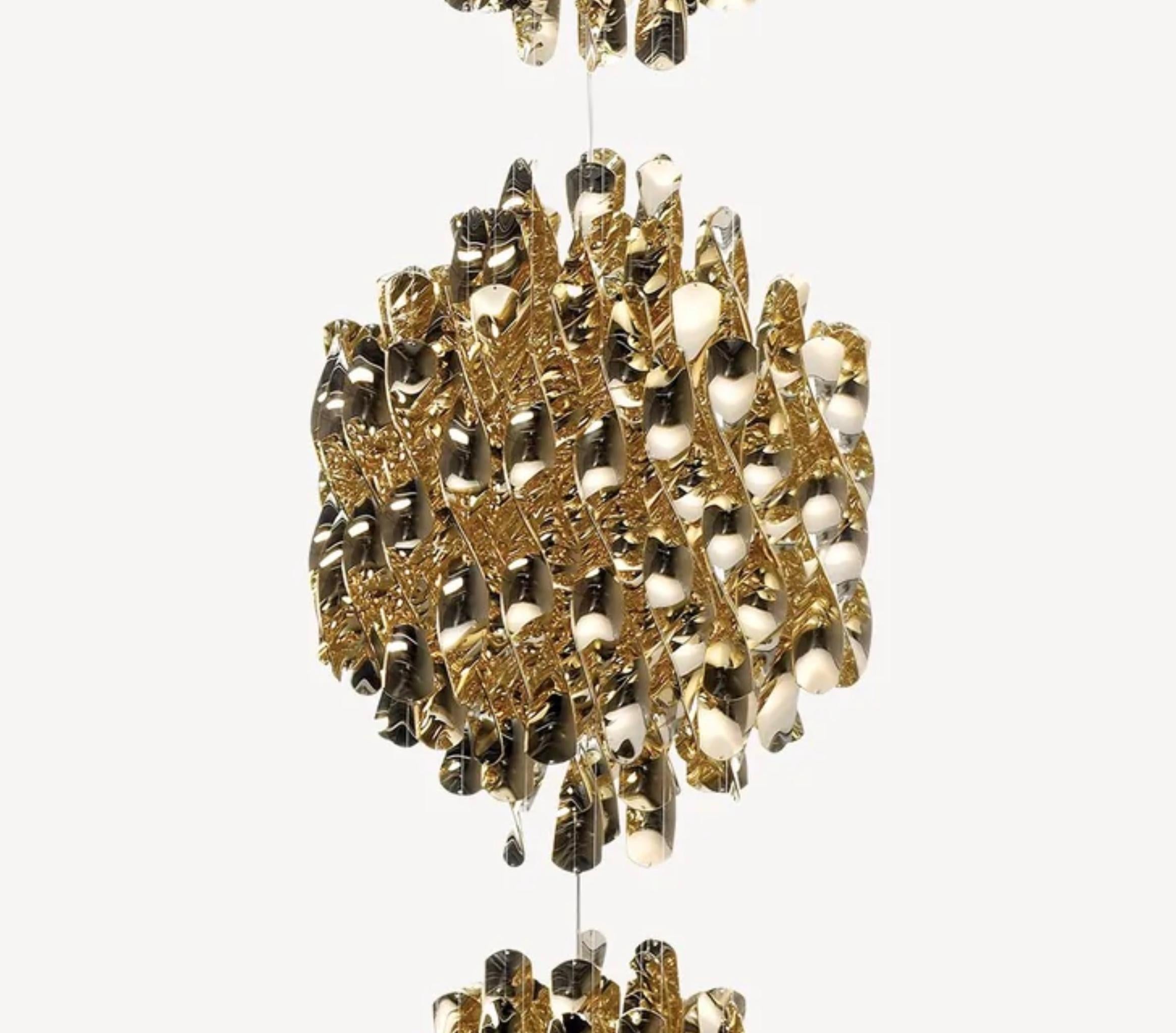 Mid-Century Modern Verner Panton Set of 3 'Spiral SP3' XL Pendants in Gold for Verpan For Sale