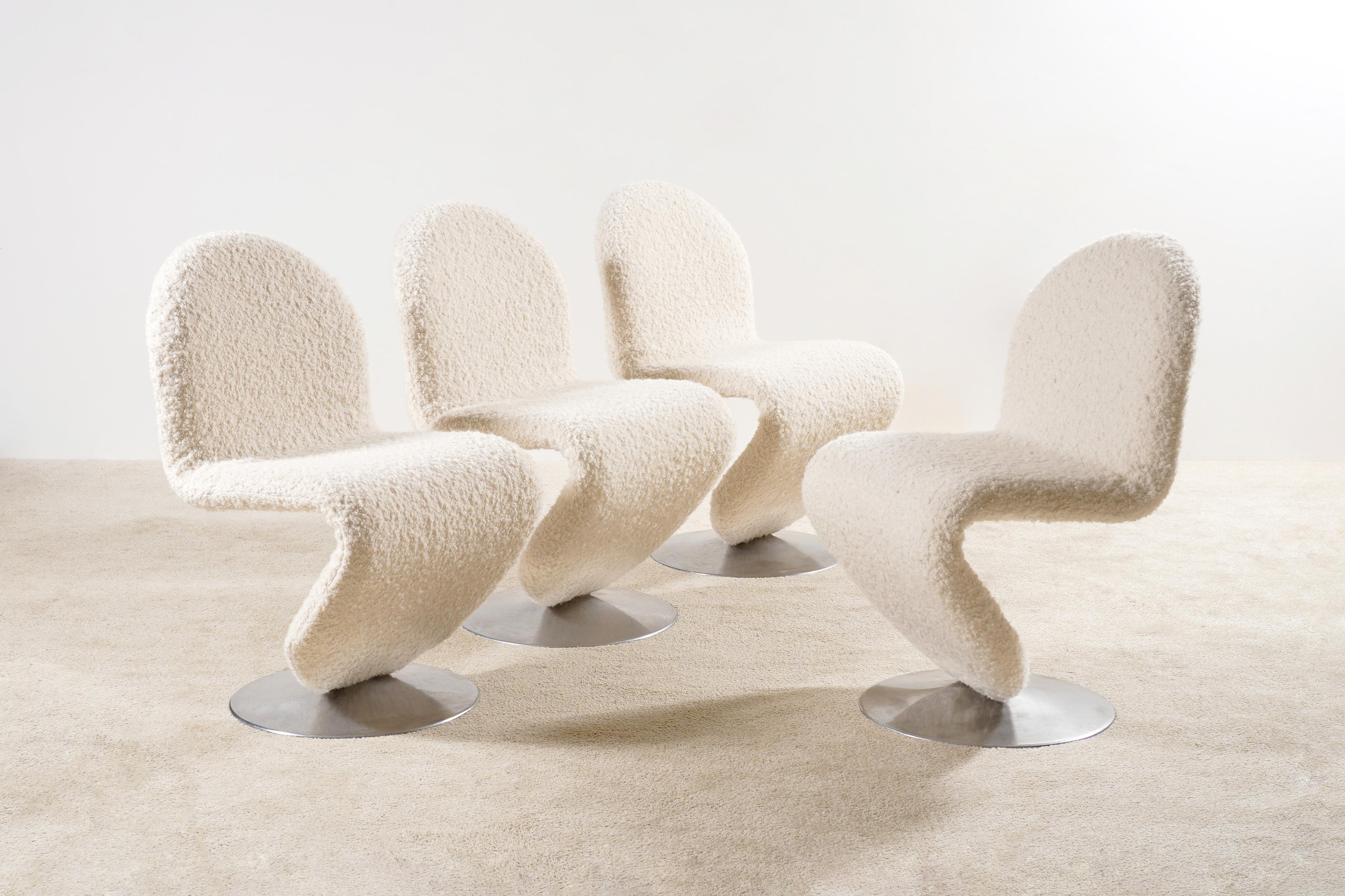 Scandinave moderne Verner Panton, ensemble de quatre chaises « A » « System 1-2-3 » pour Fritz Hansen, 1970 en vente