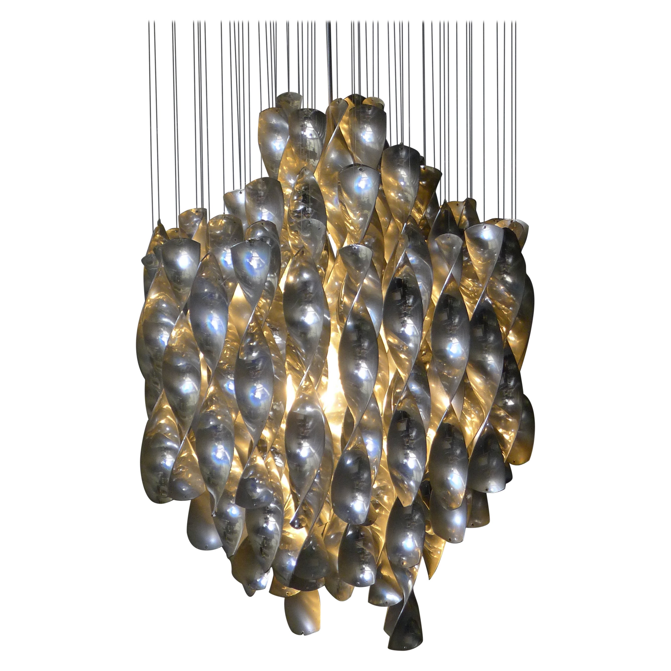 Verner Panton, SP1 Spiral Pendant Light in Silver, early example, J Lüber, 1960s