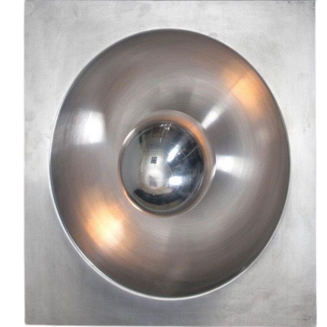 Mid-Century Modern Verner Panton 'Spiegel' Wall or Ceiling Lamp in Brushed Aluminum for Verpan For Sale
