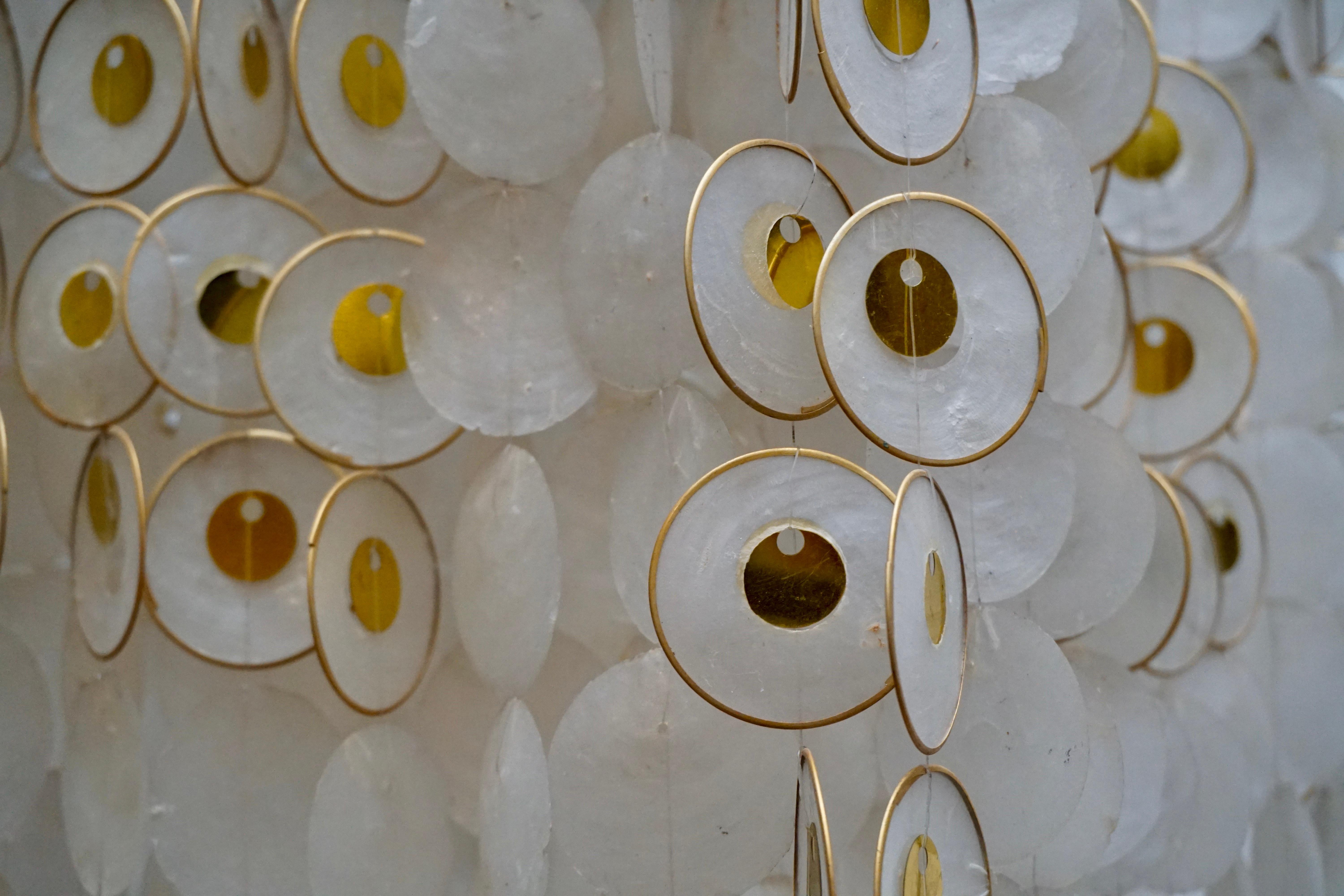 Italian Art Deco Verner Panton Style Capiz Chandelier