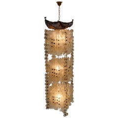 Art Deco Verner Panton Style Capiz Chandelier