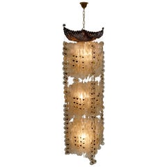 Art Deco Verner Panton Style Capiz Chandelier 