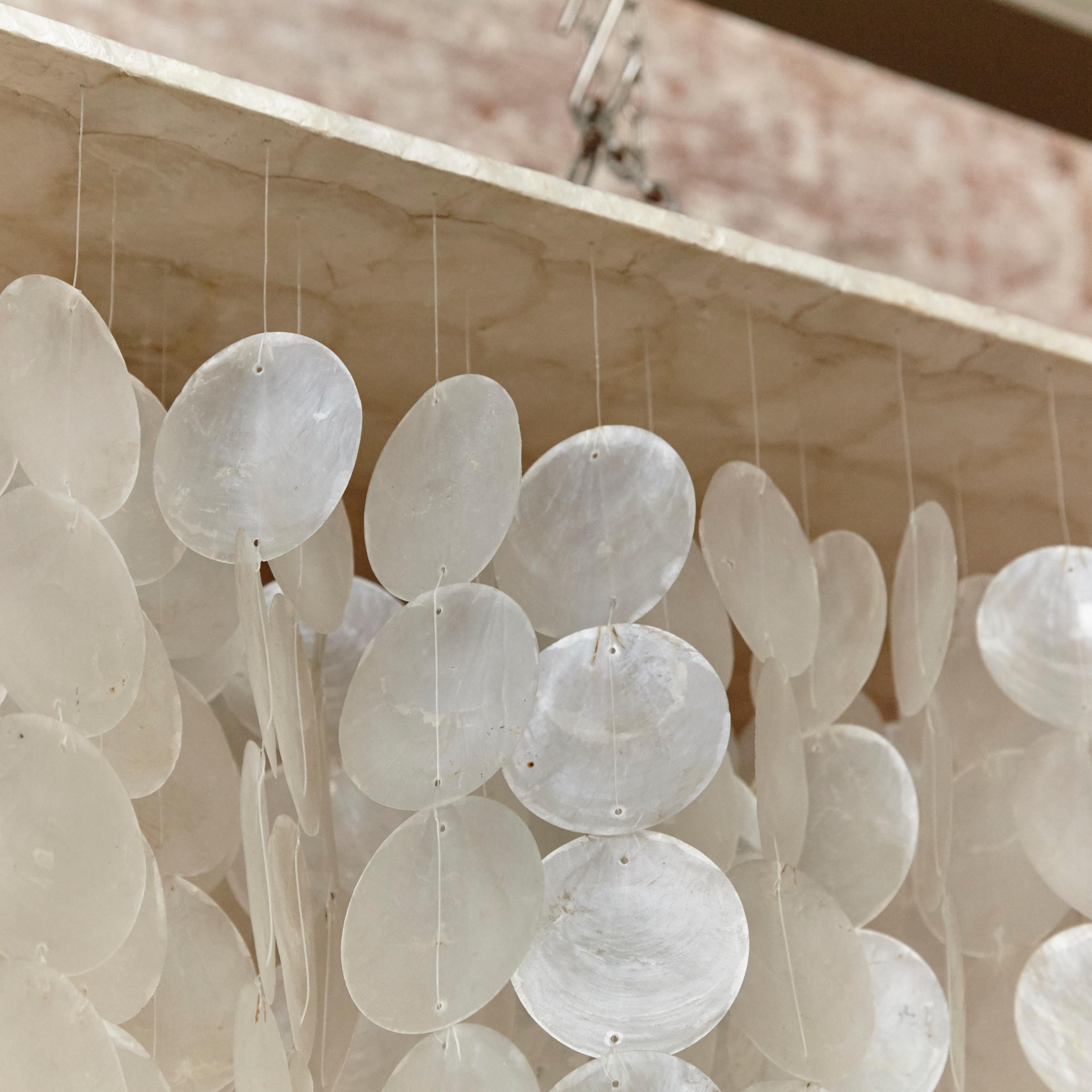 Verner Panton Style Capiz Shell Chandelier Lamp, circa 1970 3