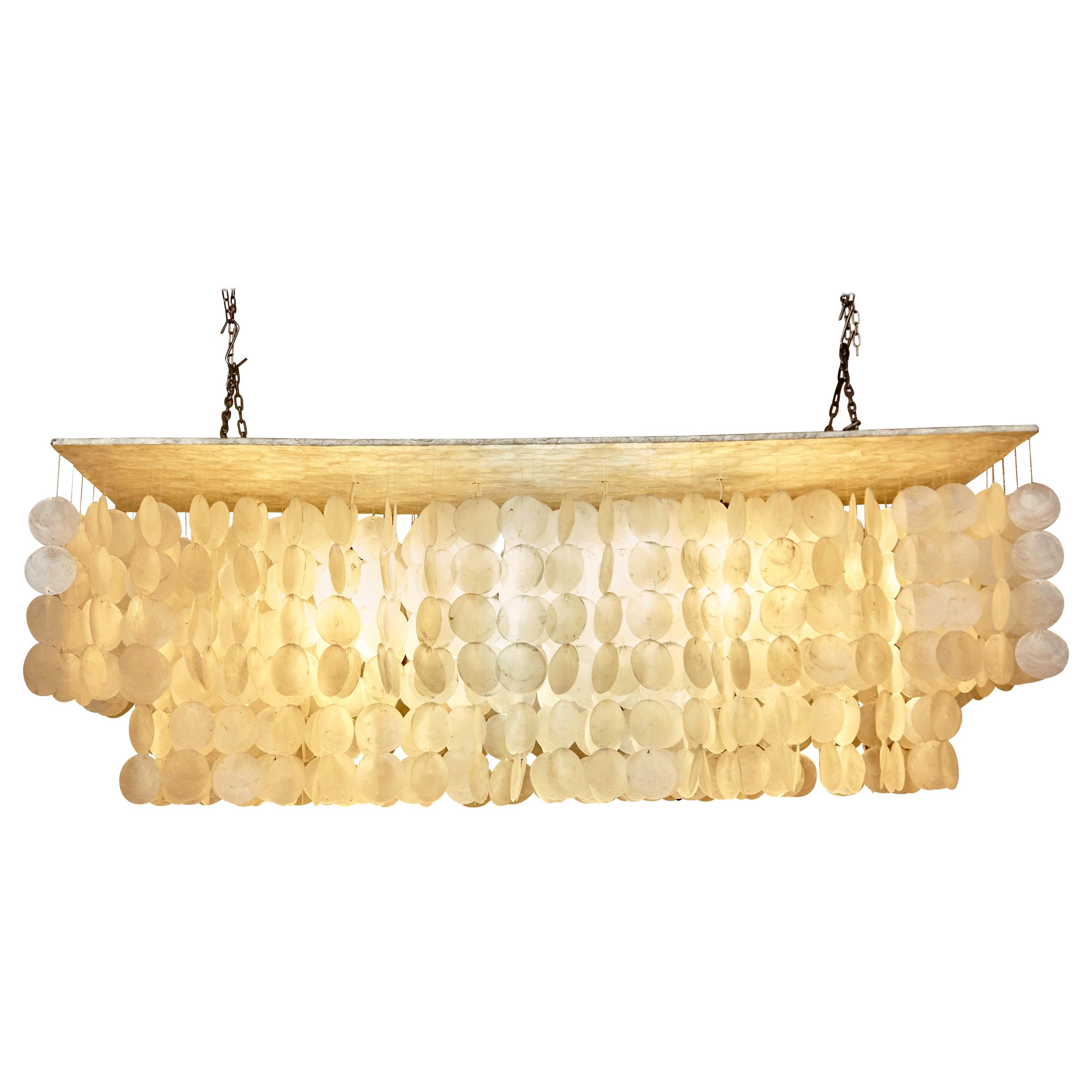Verner Panton Style Capiz Shell Chandelier Lamp, circa 1970