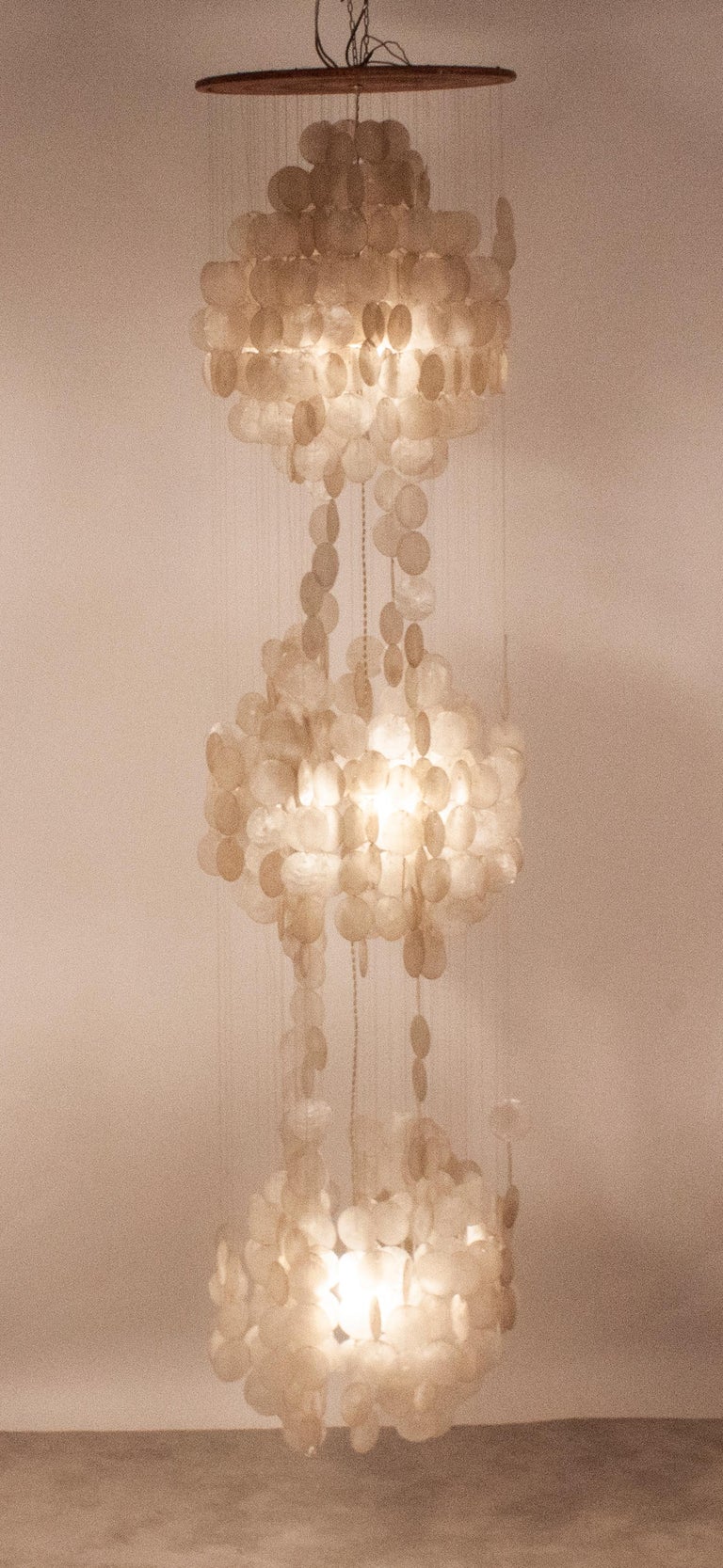 Verner Panton Style Chandelier or Pendant Lamp, Shell, 1970s, Philippines at 1stDibs shell