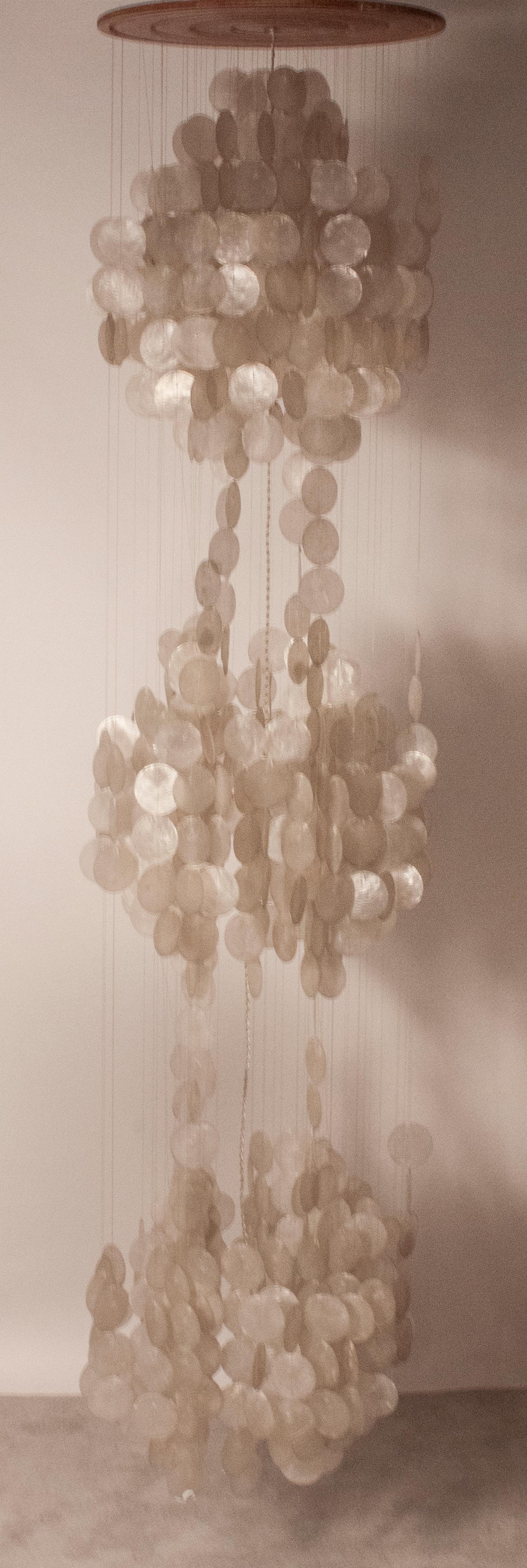 Late 20th Century Verner Panton Style Chandelier or Pendant Lamp, Shell, 1970s, Philippines