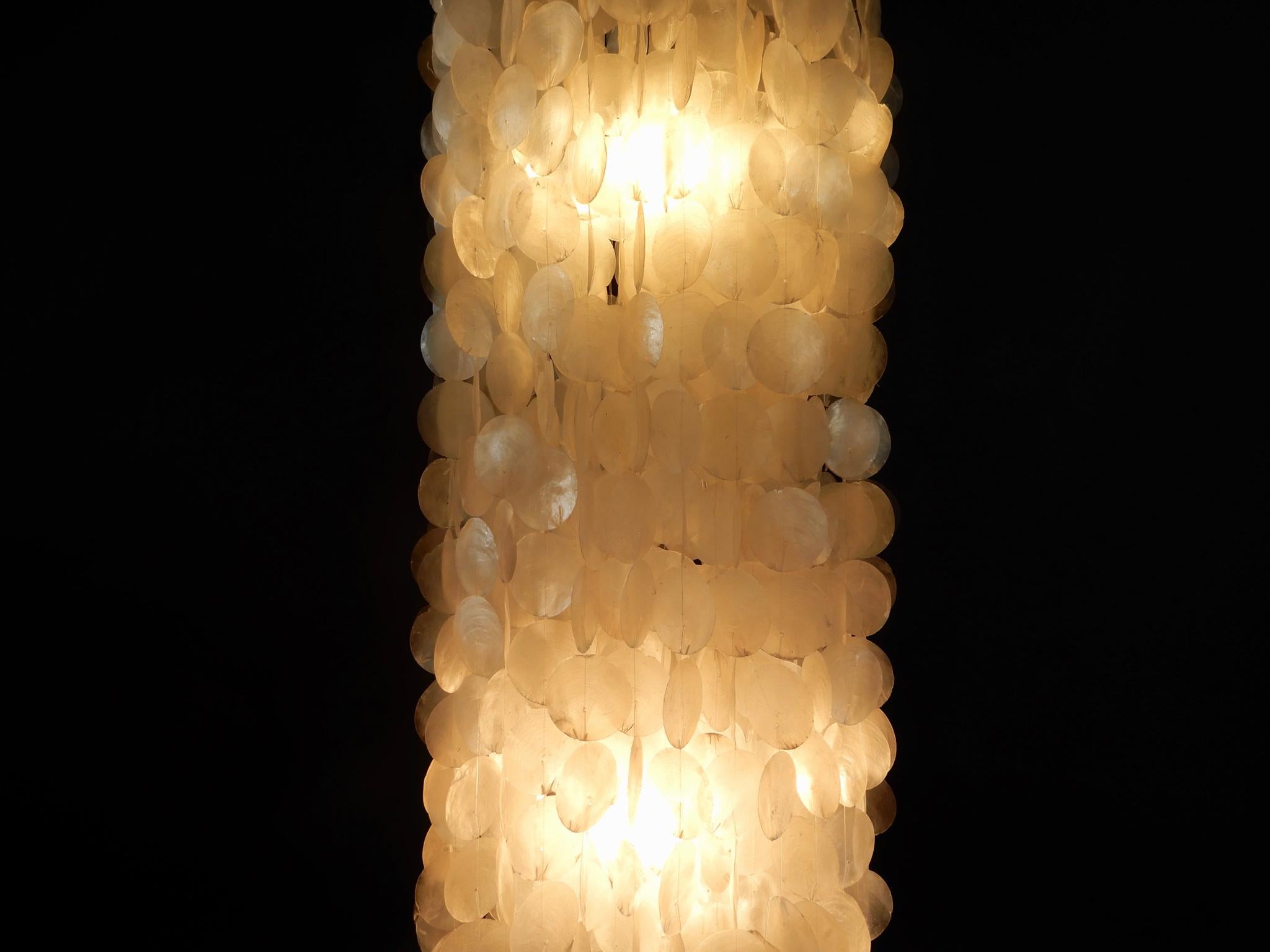 Bohemian Verner Panton Style Mother of Pearl Chandelier, 1970s