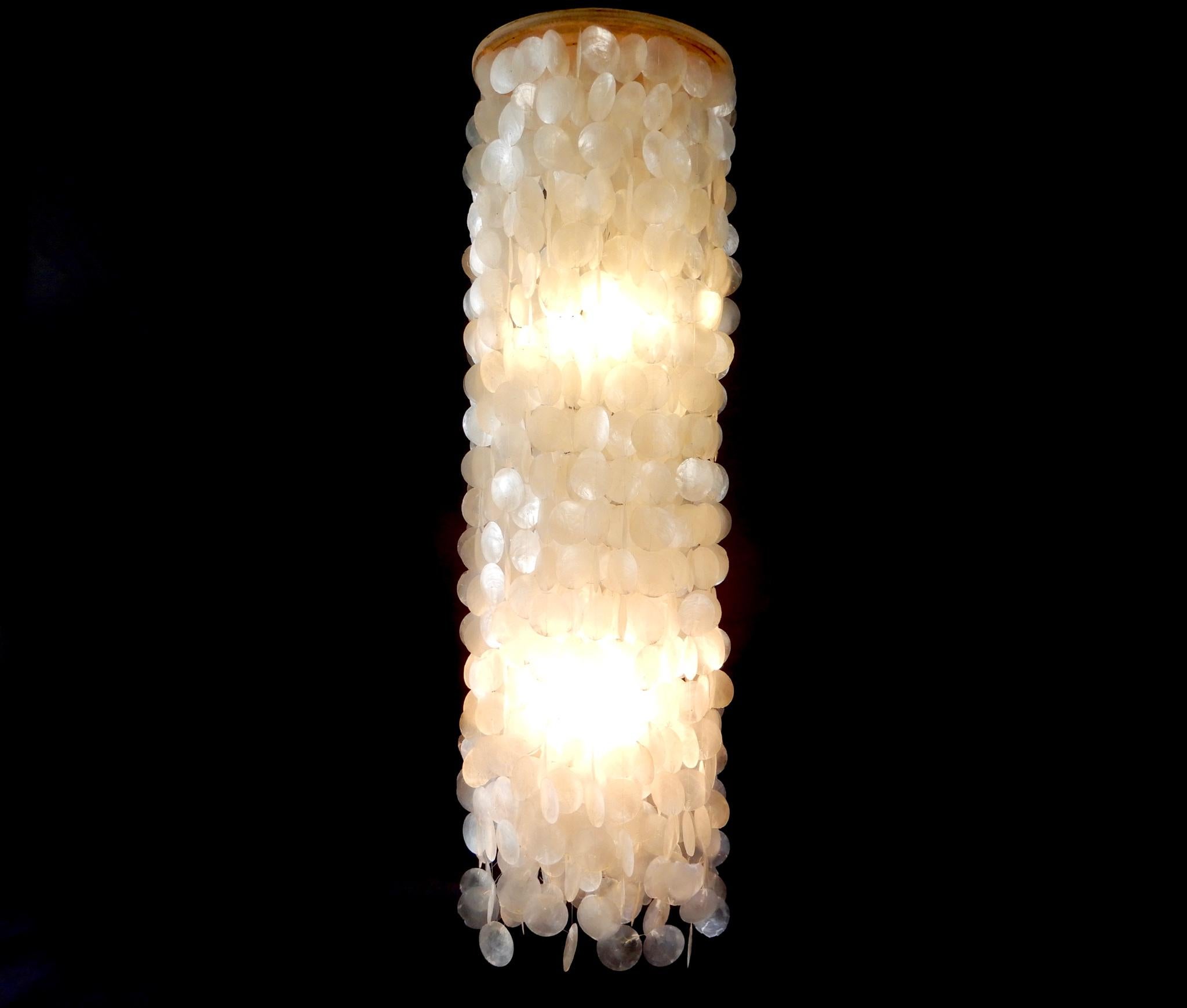 European Verner Panton Style Mother of Pearl Chandelier, 1970s