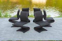 Verner Panton Style Set of 6 Italian Modern Sculptural Dining Chairs Ribbon Form