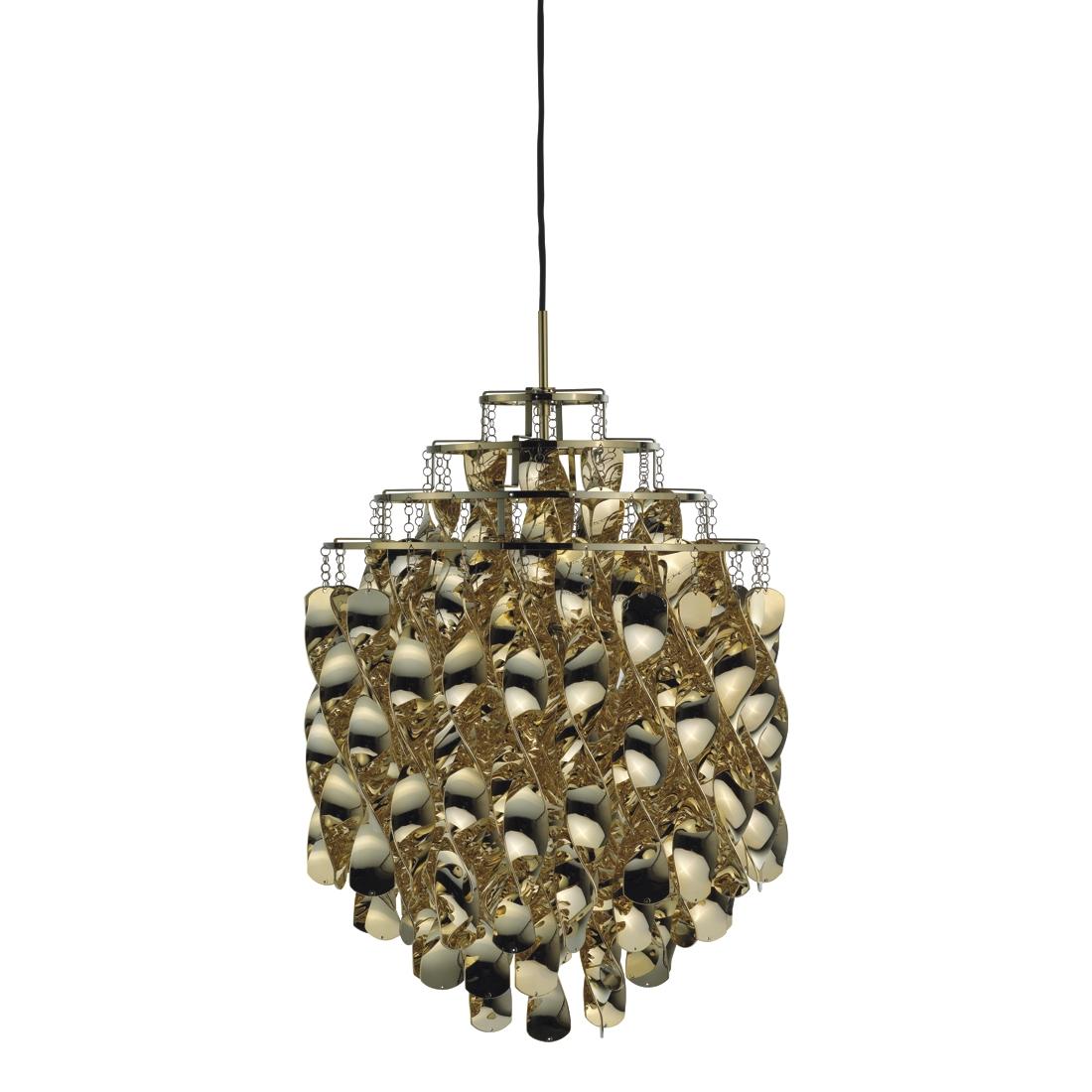 Danish Verner Panton Verpan SP01 Gold Spiral SP01 Pendant Chandelier 1969 Kinetic Mod