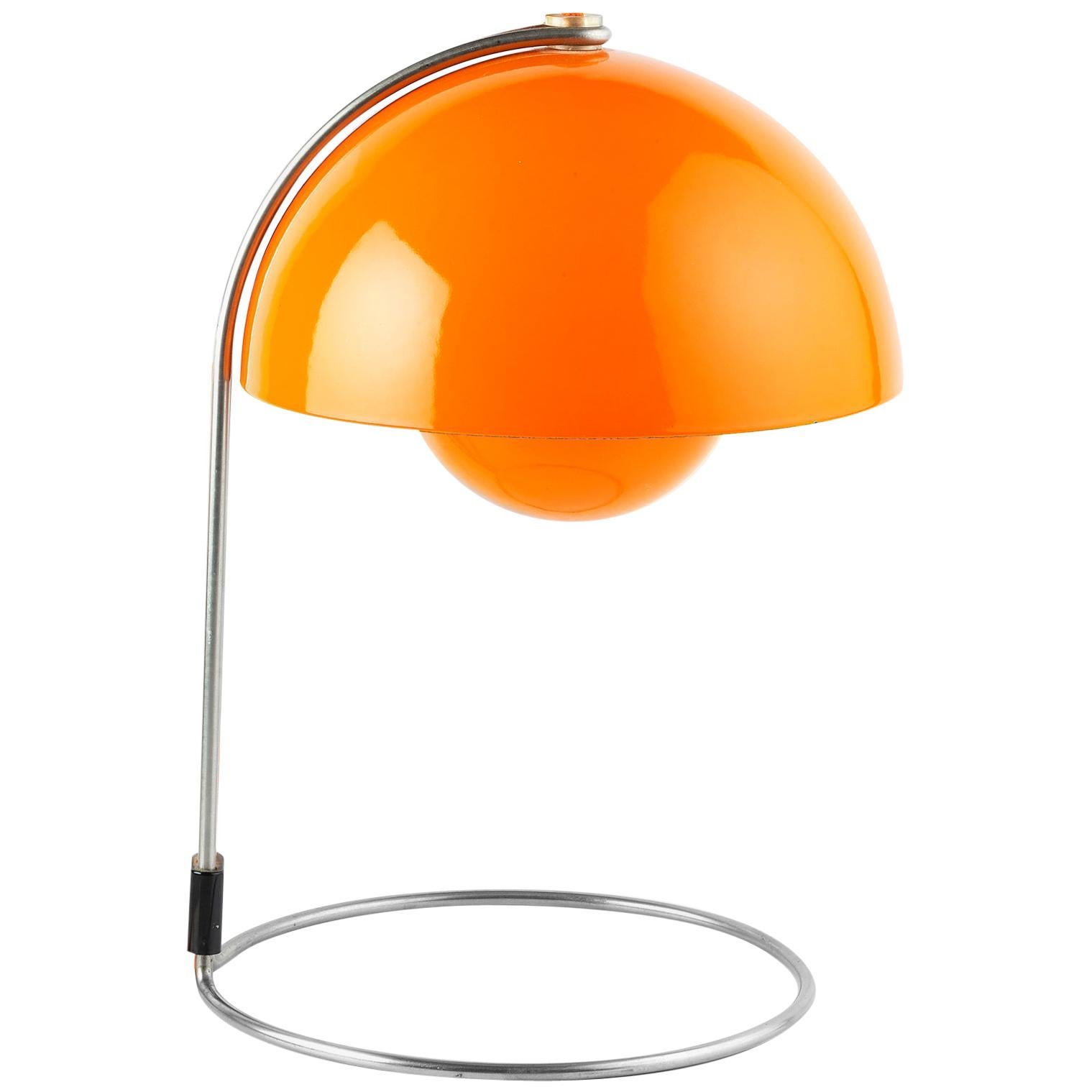 Verner Panton Vintage Midcentury Orange Space Age Flowerpot Lamp For Sale