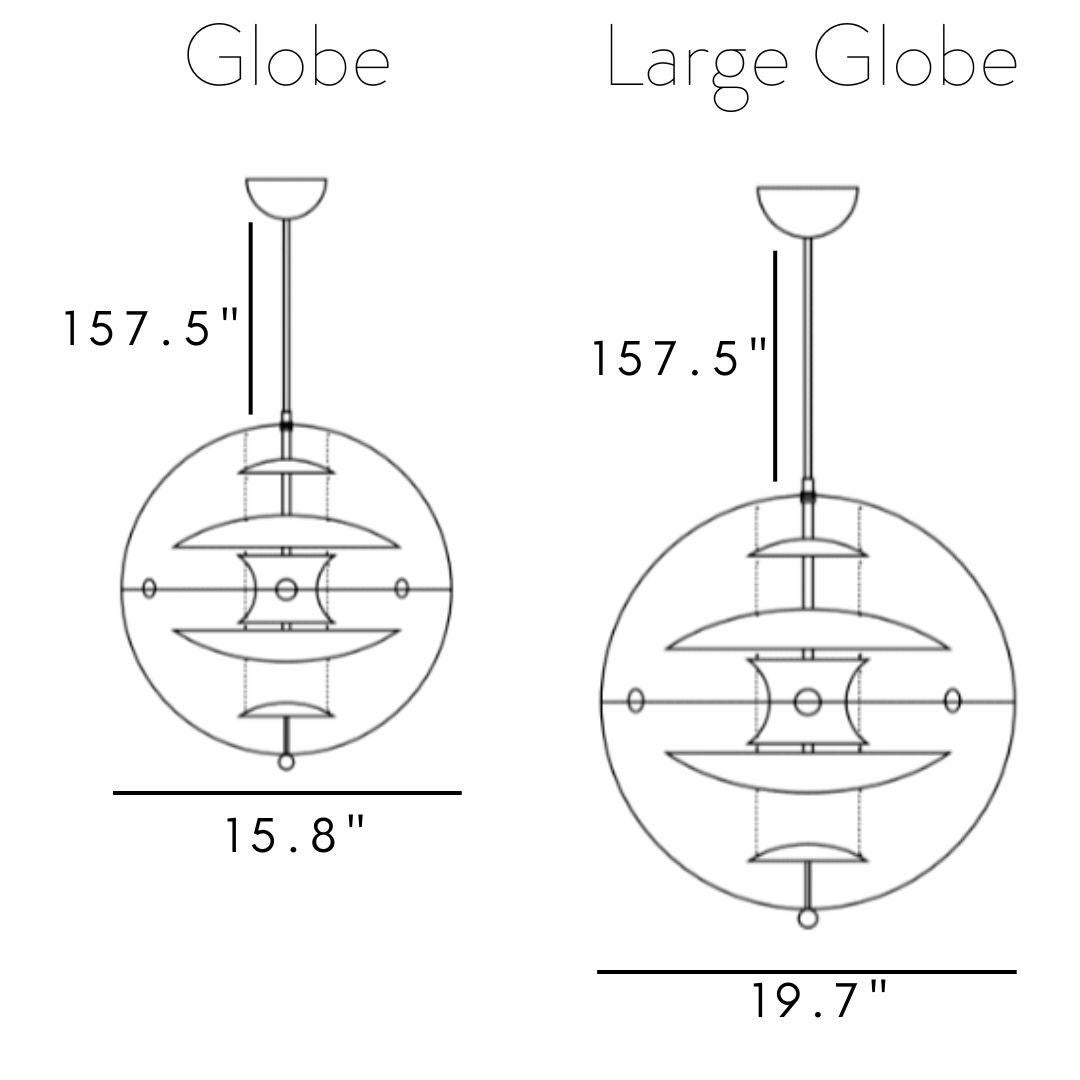 Metal Verner Panton 'VP Globe' Pendant in Hand Blown Opal Glass & Acrylic for Verpan For Sale