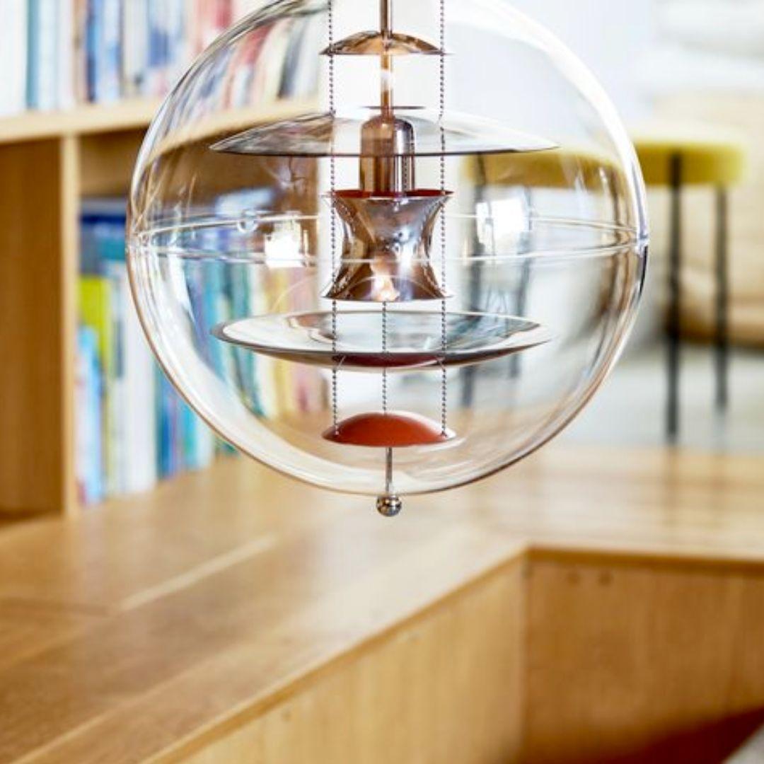 Metal Verner Panton 'VP Globe' Pendant in Smoke Colored Glass and Acrylic for Verpan For Sale