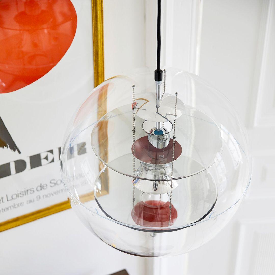 Mid-Century Modern Verner Panton 'VP Globe' Pendant in Smoke Colored Glass and Acrylic for Verpan For Sale