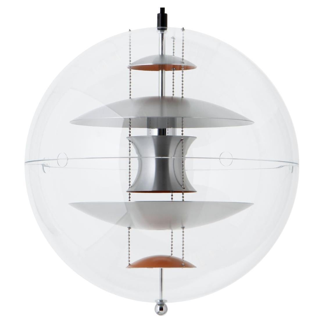 Verner Panton 'VP Globe' Pendant Lamp in Brushed Aluminum and Acrylic for Verpan