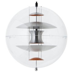 Verner Panton 'VP Globe' Pendant Lamp in Brushed Aluminum and Acrylic for Verpan