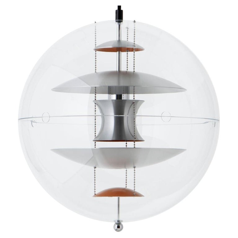Verner Panton 'VP Globe' Pendant Lamp in Brushed Aluminum and Acrylic for  Verpan For Sale at 1stDibs