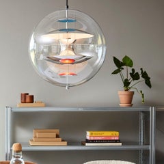Lampada a sospensione 'VP Globe' di Verner Panton in alluminio lucido e acrilico per Verpan