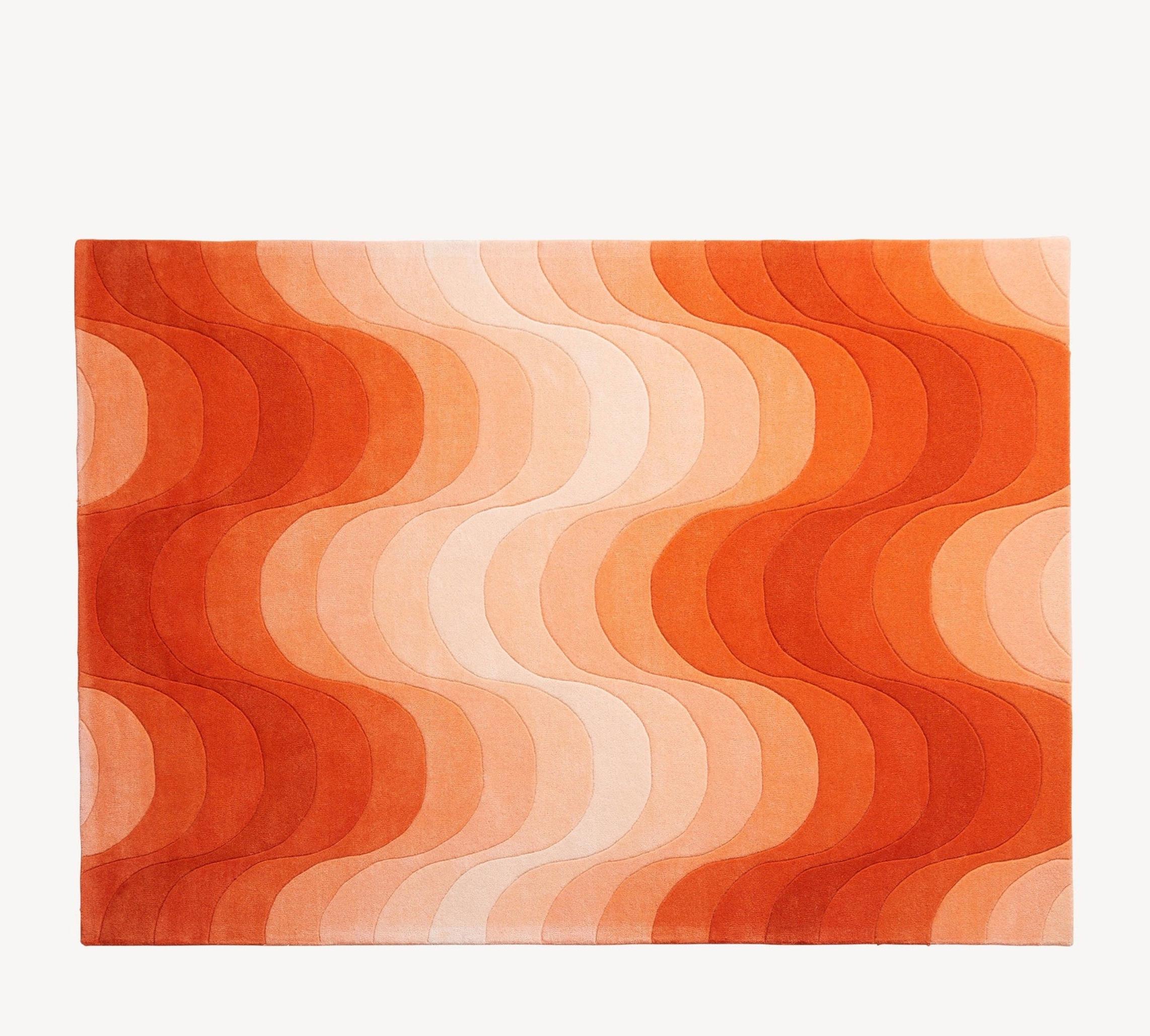 Hand-Crafted Verner Panton 'Wave' Rug 240 x 170cm in Yellow for Verpan For Sale