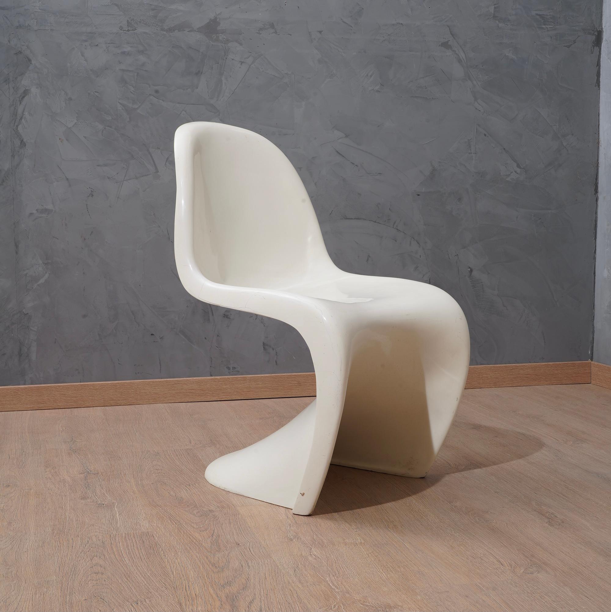 Mid-Century Modern Verner Panton White Chairs, 1960