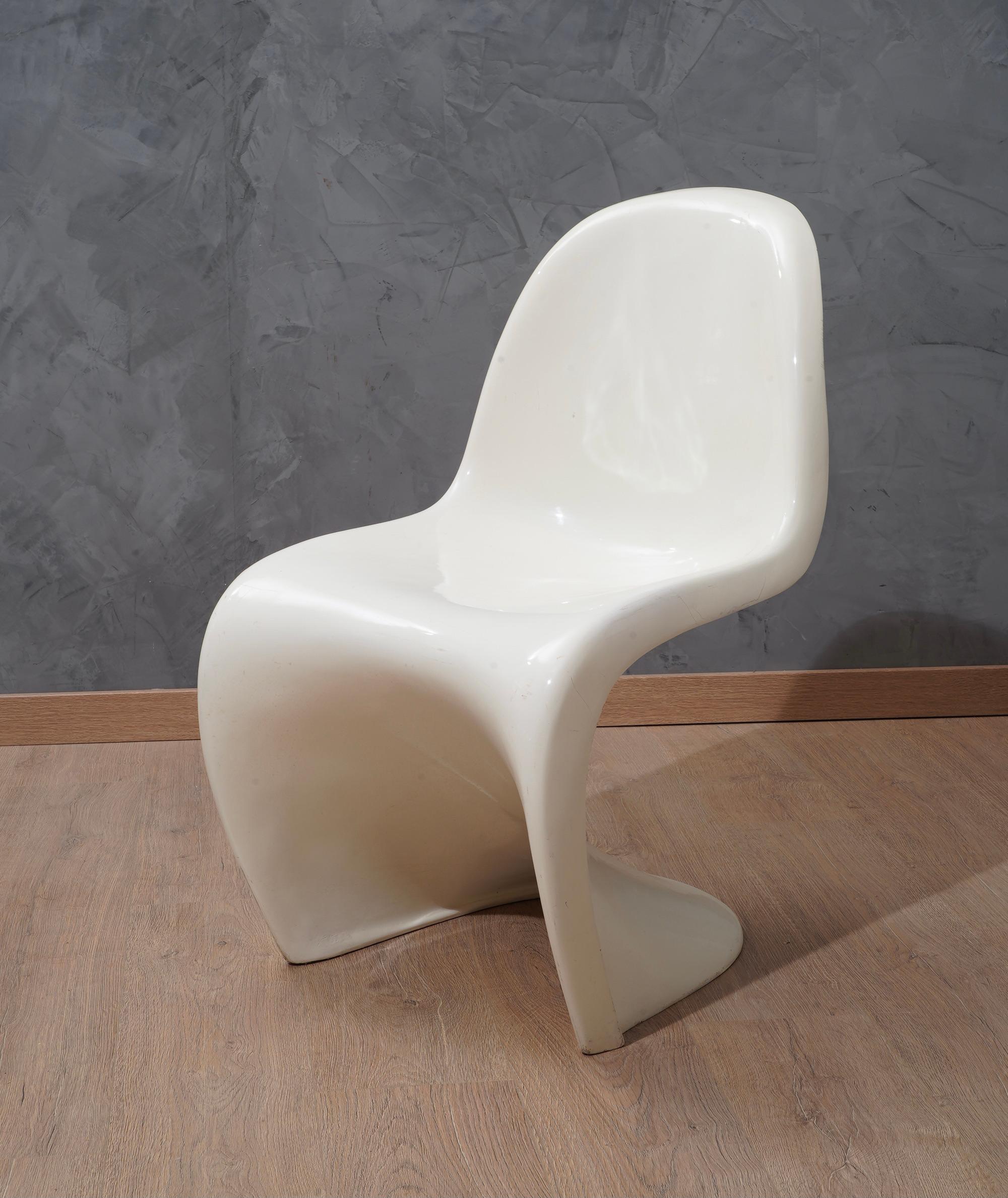 Italian Verner Panton White Chairs, 1960