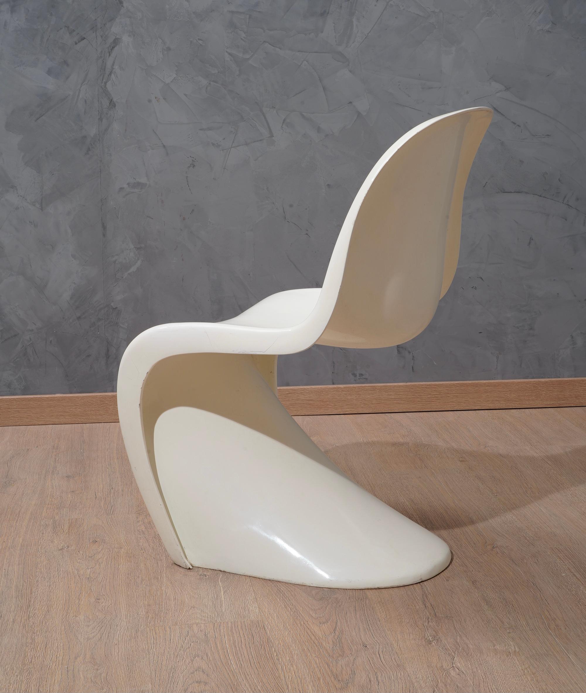 Polystyrene Verner Panton White Chairs, 1960