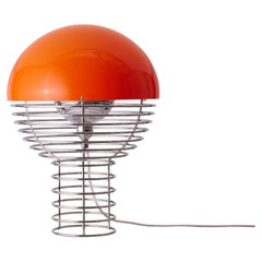 Verner Panton 'Wire' Chrome and Orange Opal Shade Table Lamp for Verpan, 16.3in.
