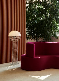 Verner Panton 'Wire' Chrome and White Opal Shade Floor Lamp for Verpan