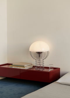 Verner Panton 'Wire' Chrome and White Opal Shade Table Lamp for Verpan, 21.3 in.