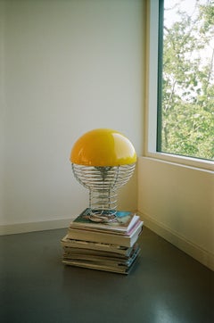Verner Panton 'Wire' Chrome and Yellow Opal Shade Table Lamp for Verpan, 16.3in.