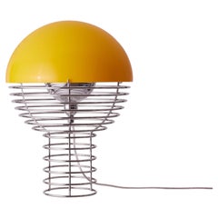 Verner Panton 'Wire' Chrome and Yellow Opal Shade Table Lamp for Verpan, 16.3in.
