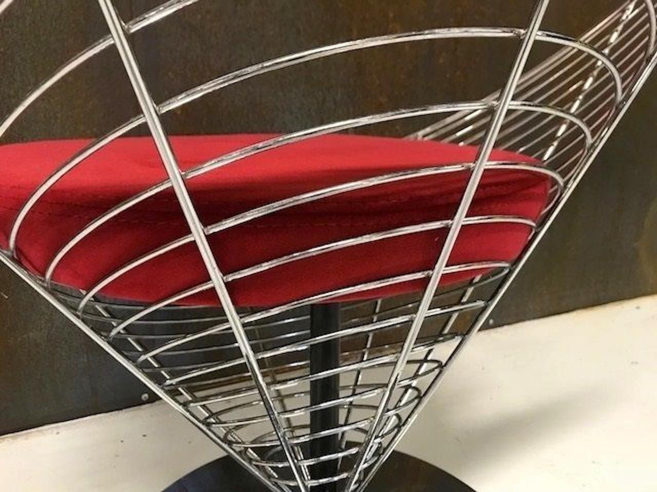 Chrome Verner Panton Wire Cone Swivel Chair Model V-8800, Fritz Hansen, 1950s