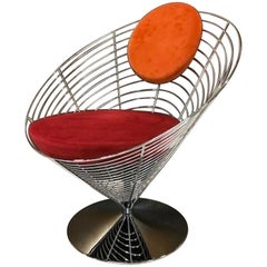 Chaise pivotante à cône en fil métallique Verner Panton, modèle V-8800, Fritz Hansen, années 1950